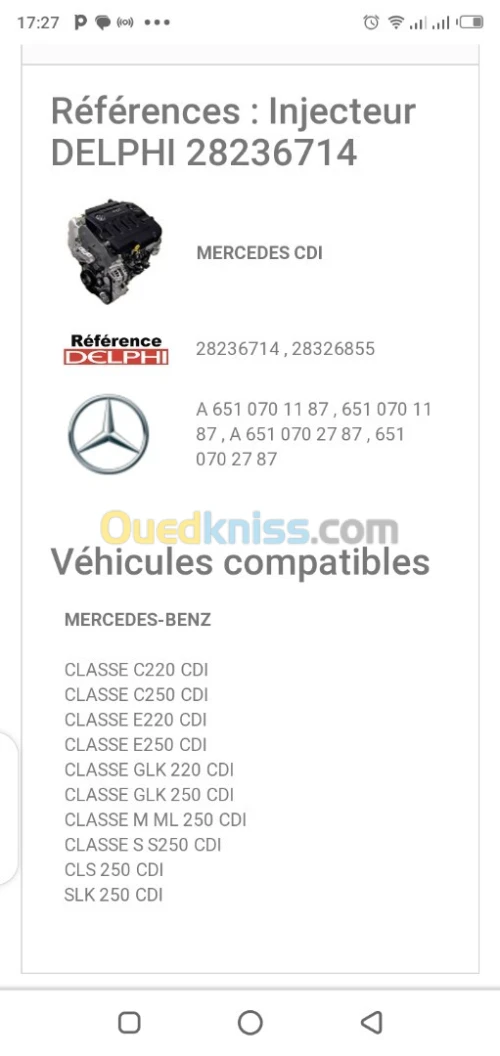 LES INJECTEUR DELPHI MERCEDES E CLASS 220 CDI