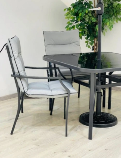 Tables de Jardin avec parasol En Aluminium 04 chaise