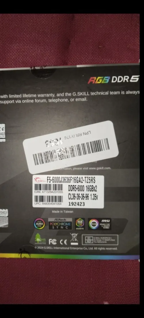 Ram ddr5 gskill trident z5 RGB 32Go (2X16) 6000mhz _cl36