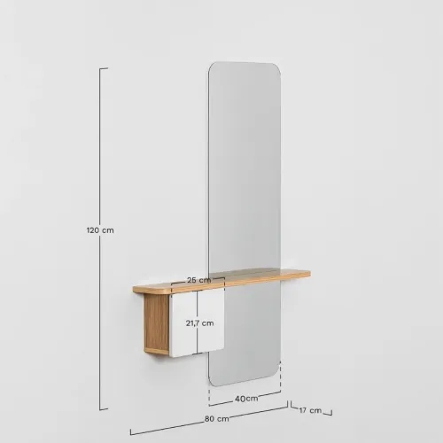 Console d'entrée 80x120 cm en MDF avec miroir