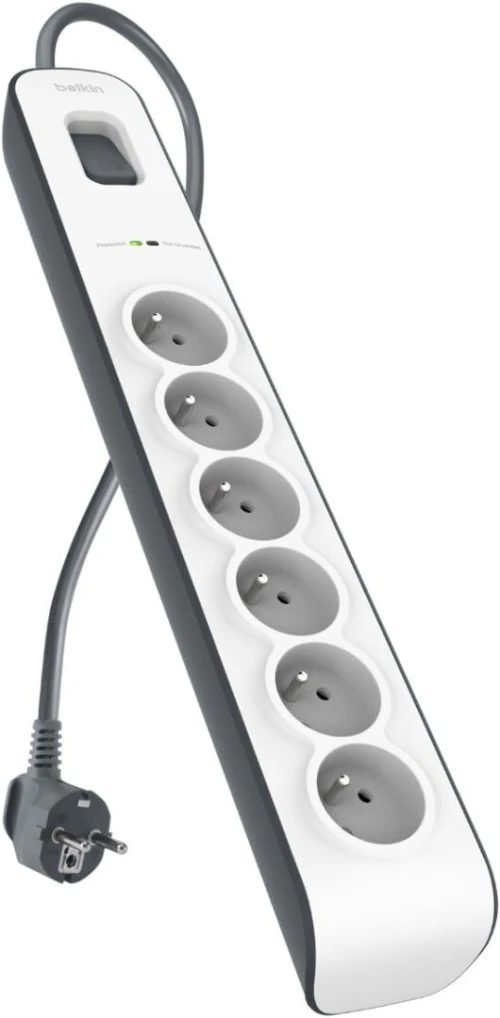 MULTIPRISE Belkin Parafoudre 6 prises, 650 Joules, cordon 2 m Blanc