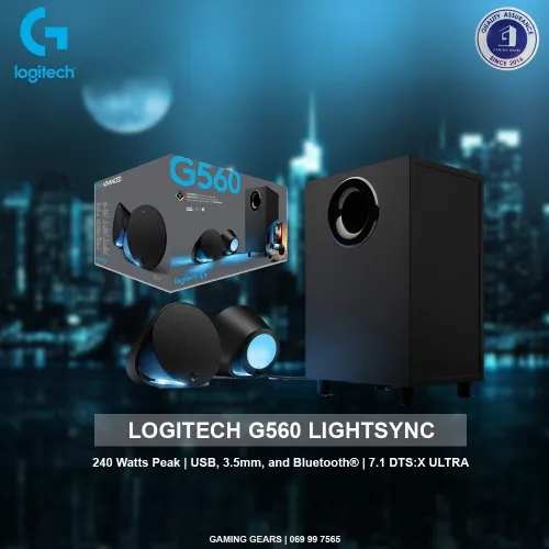 Logitech G560 Haut-parleurs Gaming PC, Son Surround DTS:X Ultra 7.1 et Eclairage RGB LIGHTSYNC