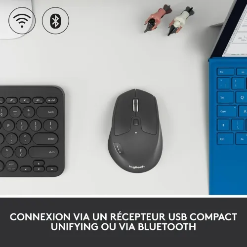 Logitech M720 Triathlon Souris Sans Fil Multidispositif, Bluetooth Récepteur USB, 1000 PPP, 6 B