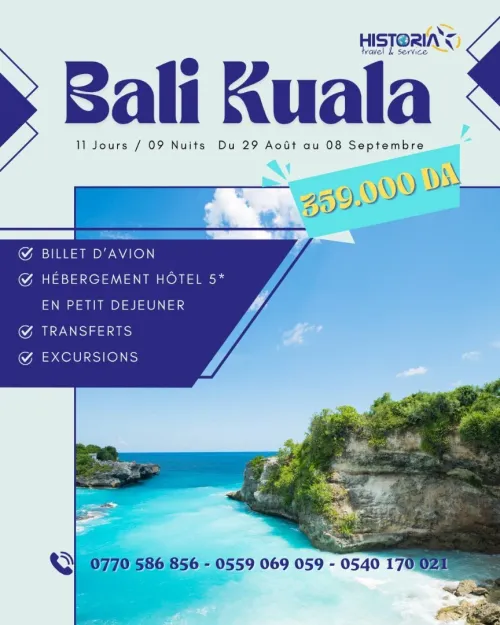 reduction pour le  combiné kuala bali 