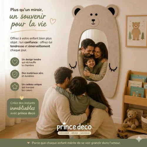Miroir Ours Capitonné Bouclé Marron 110cm Édition Premium Confort