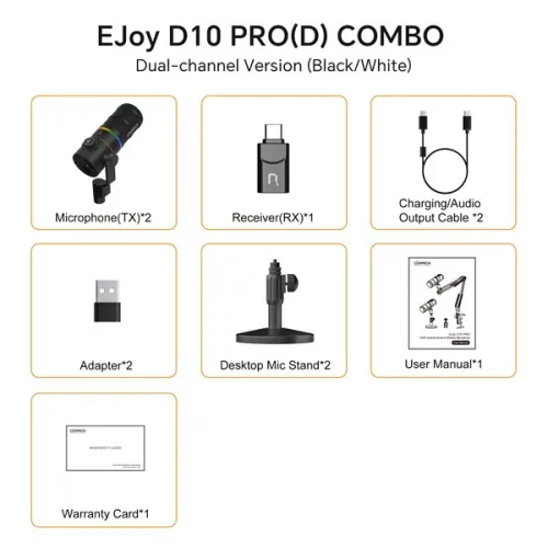 Pack Microphone Sans-Fil COMICA EJOY D10 PRO COMBO