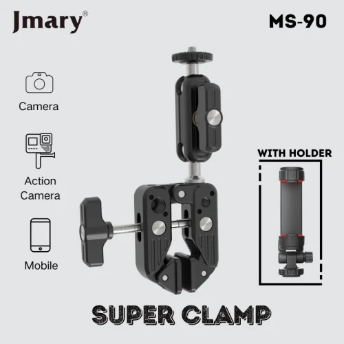 Super Clamp Pour Smartphone / Caméra JMARY MS-90 ( Avec Support Smartphone Inclu )