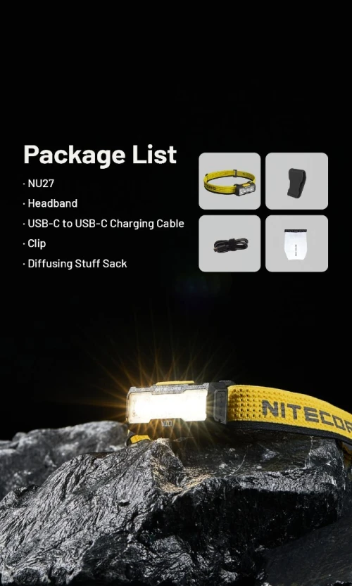 NITECORE LAMPE FRONTALE NU27 - 600 LUMENS RECHARGEABLE