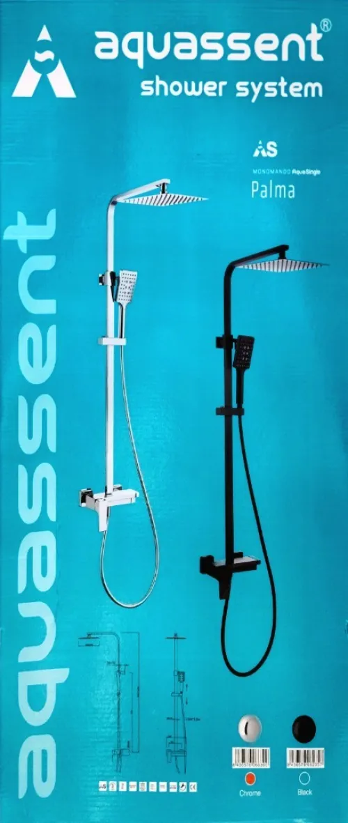 Colonne Bain De Douche PALMA Noir AQUASSENT