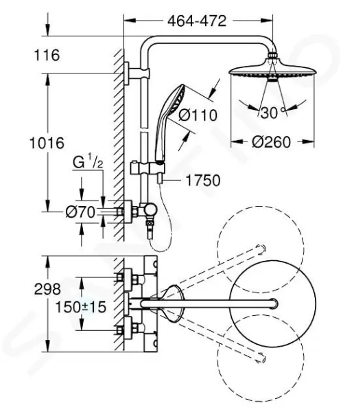 Colonne de Douche Thermostatique EUPHORIA 260 GROHE