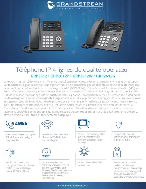 Fournitures et poses standard téléphonique IP GRANDSTREAM