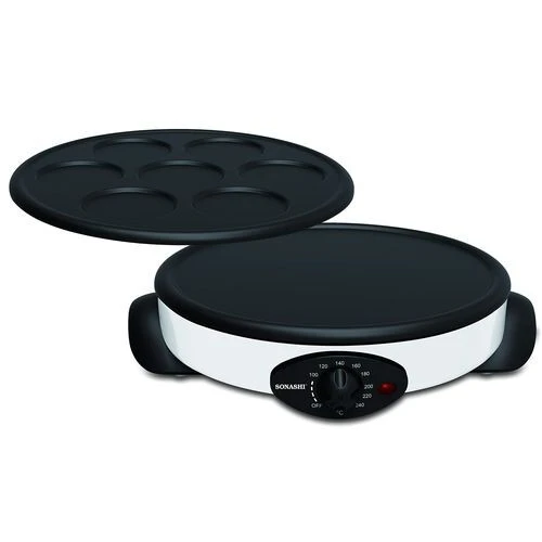 Sonashi Crêpière & Pancakes Electrique - 2 En 1 Scrm-865- 1500 W - Blanc