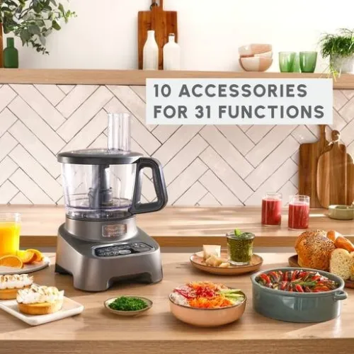 Moulinex DoubleForce FP827E10 Robot multifonction - 1.000W - 10 accessoires - 6 vitesses