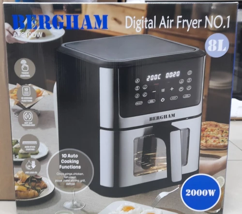 Promotion friteuse BERGHAM air fryer son huile 8 litres 
