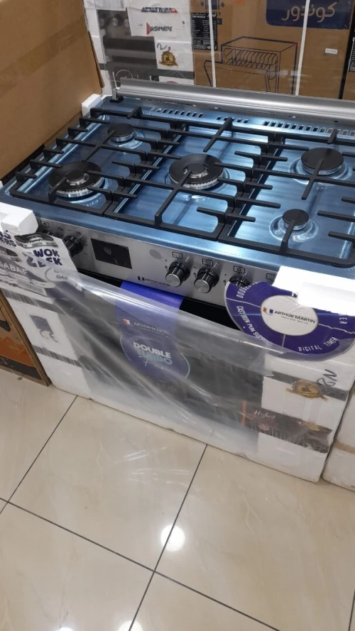 Promotion cuisinière arthur martin 5 feux double ventilateur double wok inox