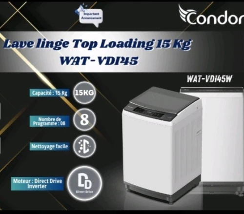 Promotion machine a laver condor 15kg top direct drive inverter grise 