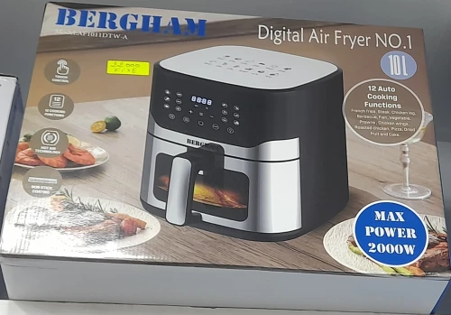 Promotion friteuse BERGHAM air fryer son huile 10 litres 
