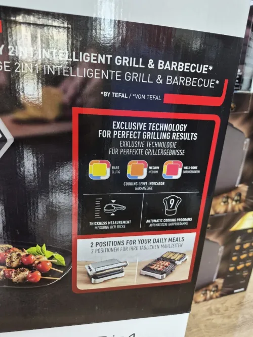 TEFAL OptiGrill 2en1 Intelligent Grill viande 9 programmes 2100w NOIRE