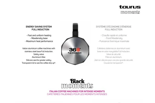 Taurus Black Moments Cafetière a espresso Moka 6 Tasses