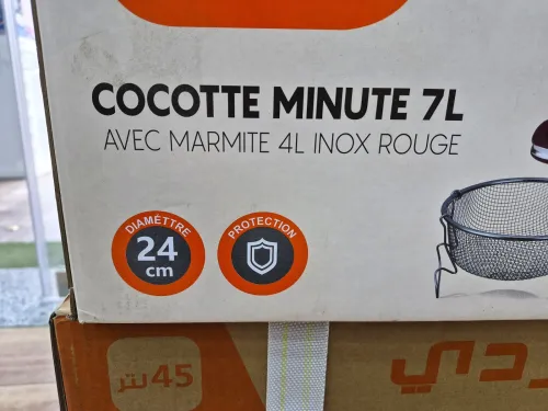 NARDI Cocotte minute Clipso 7L avec marmite 4L 24 cm et couscousier en INOX rouge