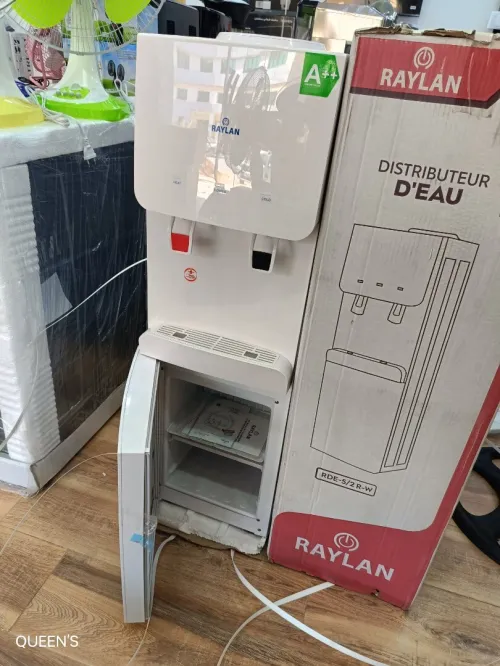 RAYLAN Distributeur fontaine d'eau fraîche avec mini réfrigérateur Blanc