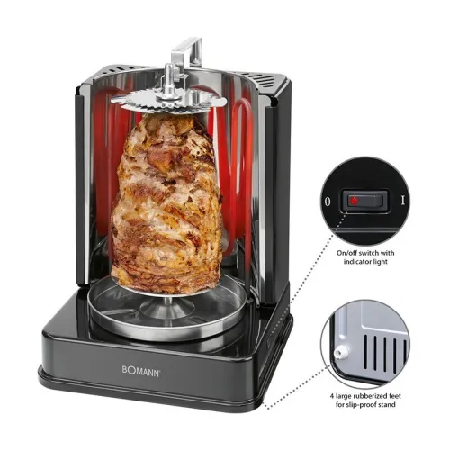 BOMANN Multi-grill Doner Rôtisserie Shawarma Verticale 3en1 1400w