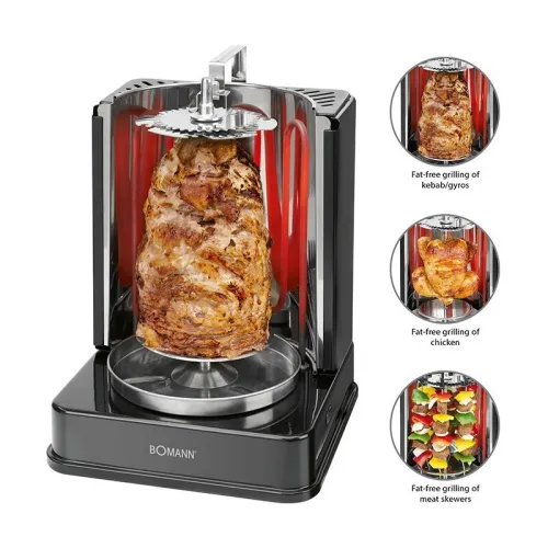 BOMANN Multi-grill Doner Rôtisserie Shawarma Verticale 3en1 1400w