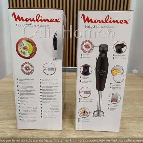 MOULINEX Pied mixeur plongeant EasyChef 2 vitesses 450W Inox ZELKROM avec verre doseur Noir DD451810