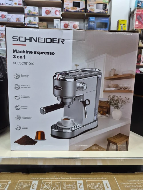 SCHNEIDER Machine à café 3en1 Capsule et café moulu 1450w 19 bars
