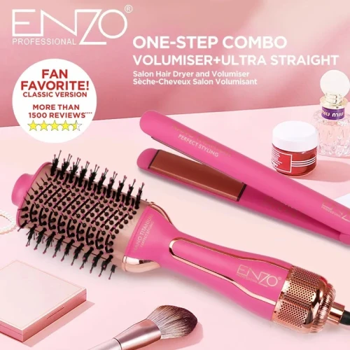 ENZO Pack 2en1 brosse et lisseur Volumateur One step combo REVLON DESIGN 