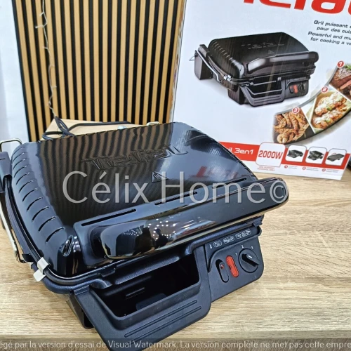 TEFAL Grill Viande panineuse & barbecue Compact Grill Multi-Fonctions 2000W 3 niveaux NOIRE GC308812