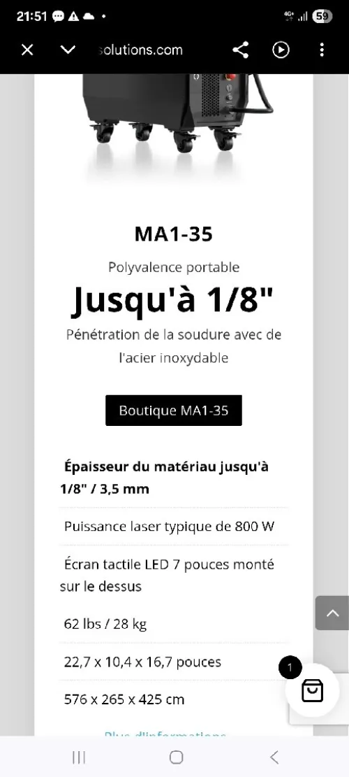 Poste à soudure au laser (portable) portative