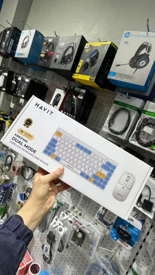 CLAVIER SOURIS SANS FIL RECHARGEABLE KB831WB 2.4/BT-HAVIT MINI