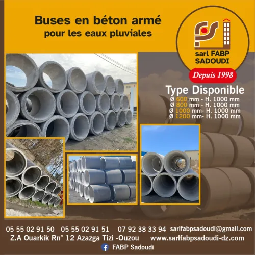 Buses en béton armé pour les eaux pluviales