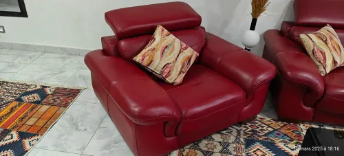 Salon simili cuir 6 places plus un pouffe moderne 