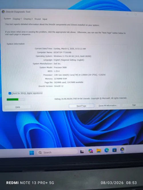 Dell Precision 5680 i9-13900H 2,6 Ghz (20Cpus)