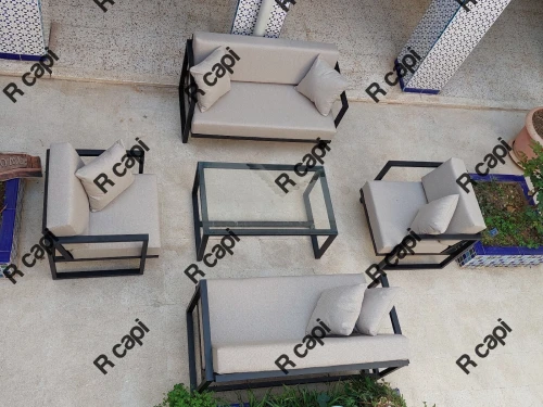 Salon extérieur jardin piscine