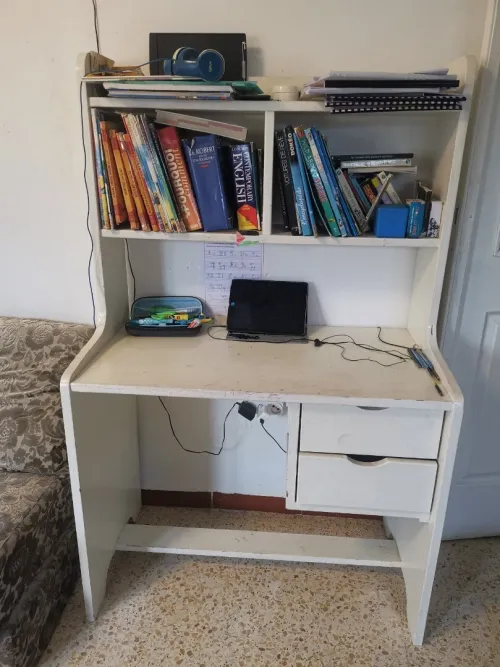 Bureau blanc Bois rouge très Robuste