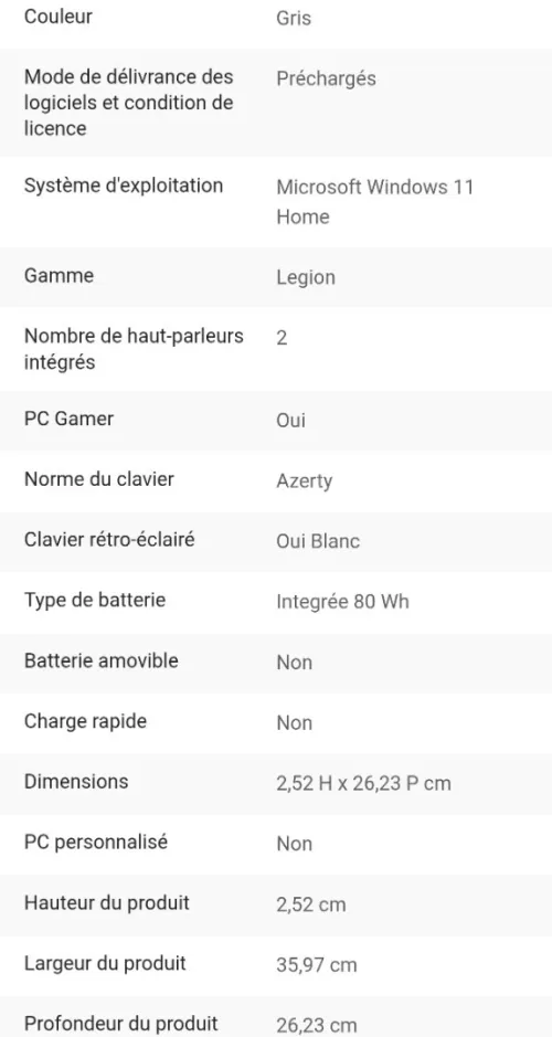 LENOVO LEGION 5 16IRX9/I7-14650HX- 32GO DDR5- 1TB nvme- Gen4 NVIDIA RTX 4060 8GB / 165hz