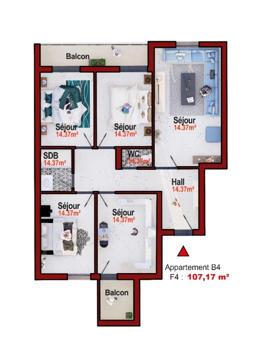 Vente Appartement F4 Oran Bir el djir