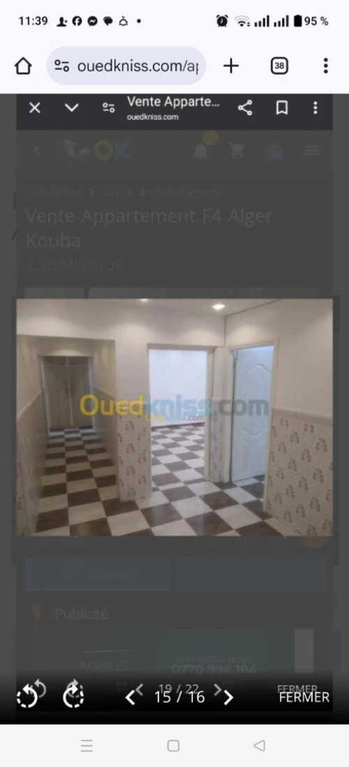 Vente Appartement F4 Alger Kouba