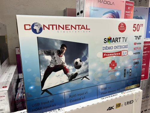 PROMO TV CONTINENTAL 50 pouces 4K Smar android 14 + démo intégré