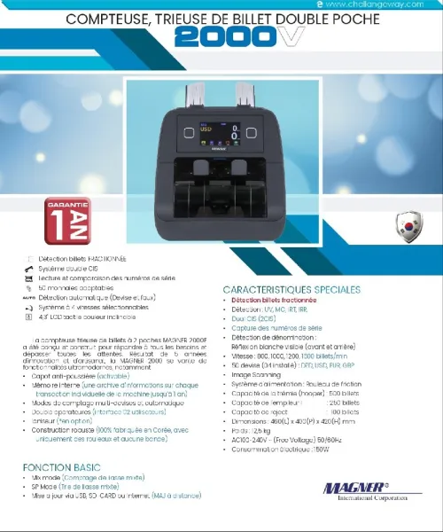 COMPTEUSE DE BILLETS PRO MAGNER 2000V 