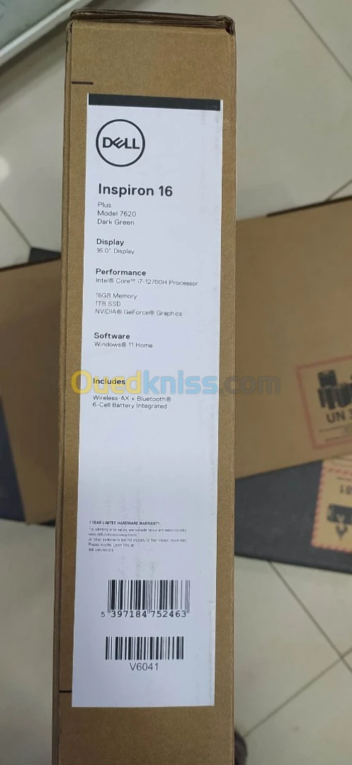 Dell Inspiron 16 Plus 7620/ CORE I7 -12700H/ram 32 go /ssd 1 tb /RTX 3060/ECRAN 16 3K /جديد كرطونة 