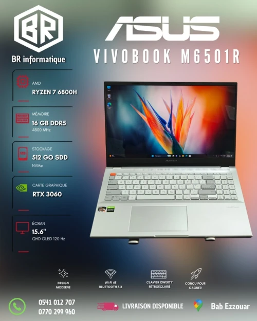 ASUS VIVOBOOK M6501R AMD RYZEN 7 6800H 16GB 512GB SSD NVME 15,6 QHD OLED RTX 3060 6GB