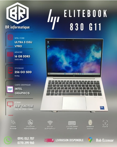 HP ELITEBOOK 830 G11 INTEL CORE ULTRA 5 135U 16GB 256GB SSD NVME 13,3 FULLHD+ TACTILE