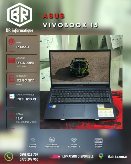 ASUS VIVOBOOK 15 INTEL CORE I7 1355U 16GB 512GB SSD NVME 15,6 FULLHD IPS INTEL IRIS XE