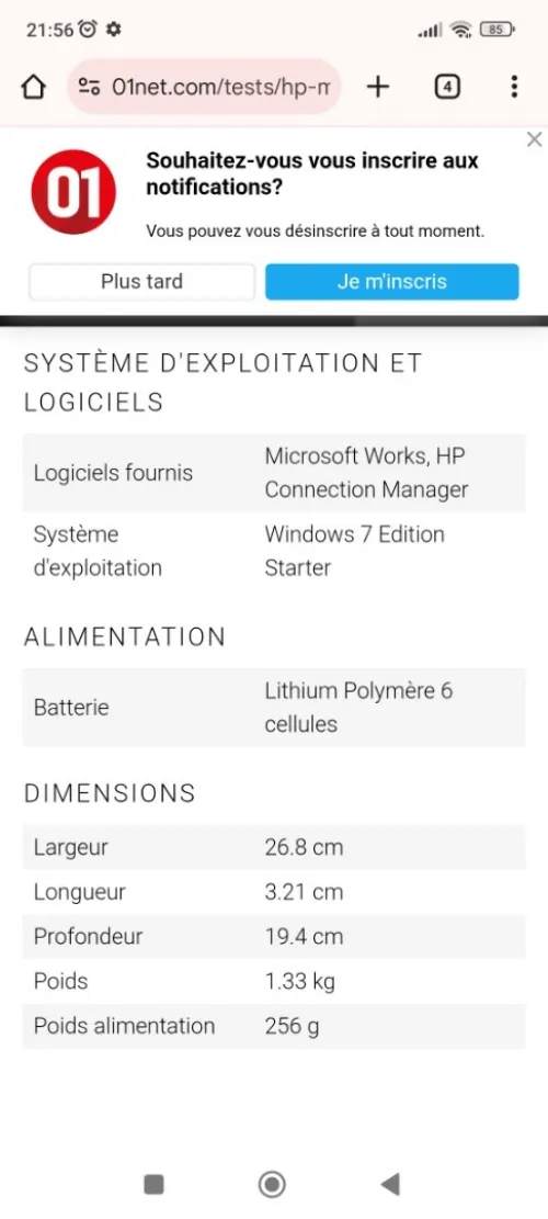 HP mini a vendre