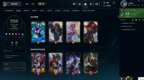 compte level 818, 219skins. elo diam, 17.5k essence, compte de 2010 ancien diam