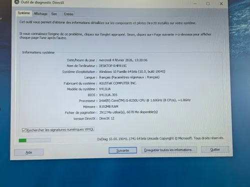 ASUS S14 / INTEL I5 8 EME / 8 G / 256 SSD /14 FHD
